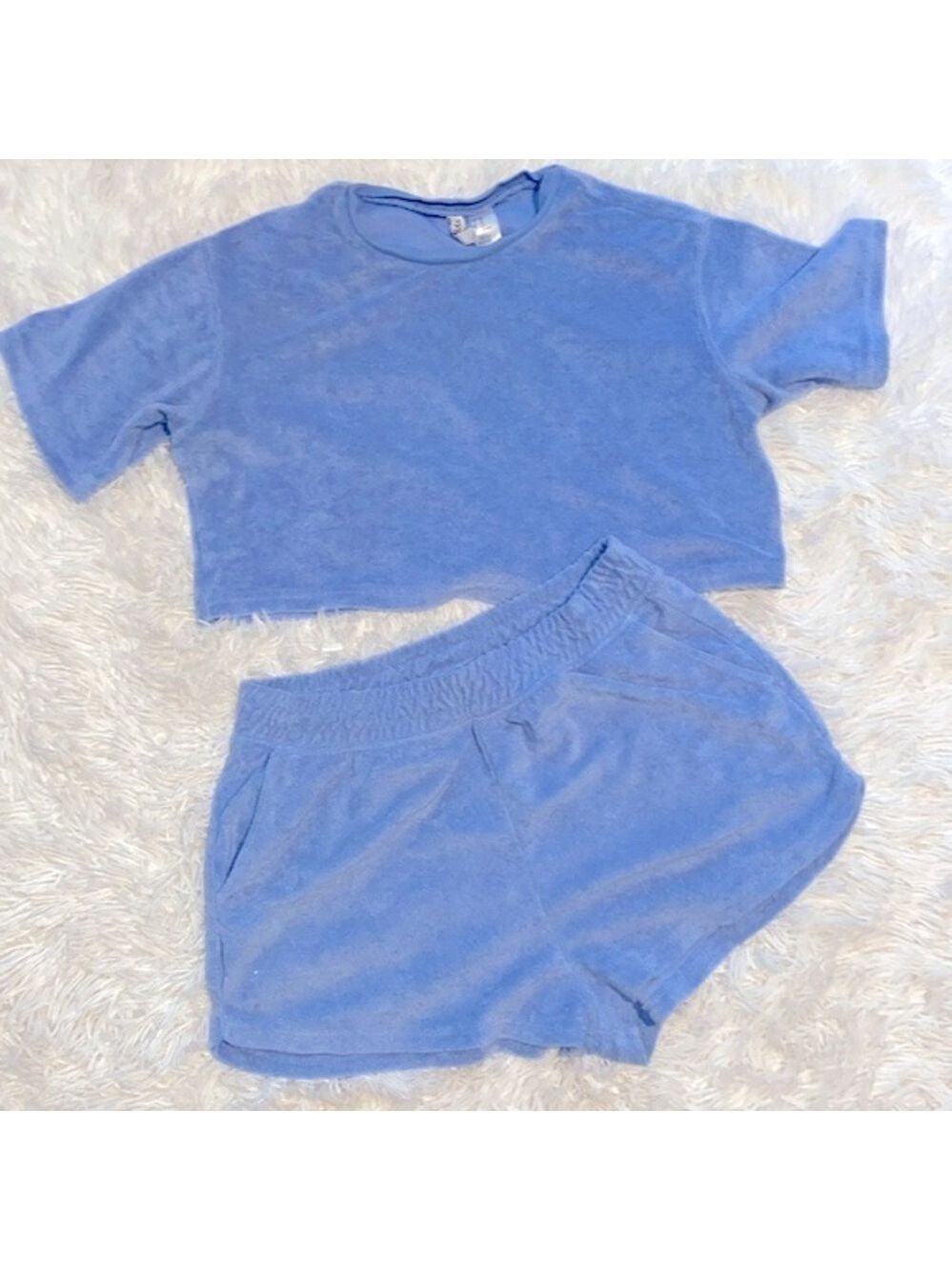 Divided H&M French terry baby blue lounge set